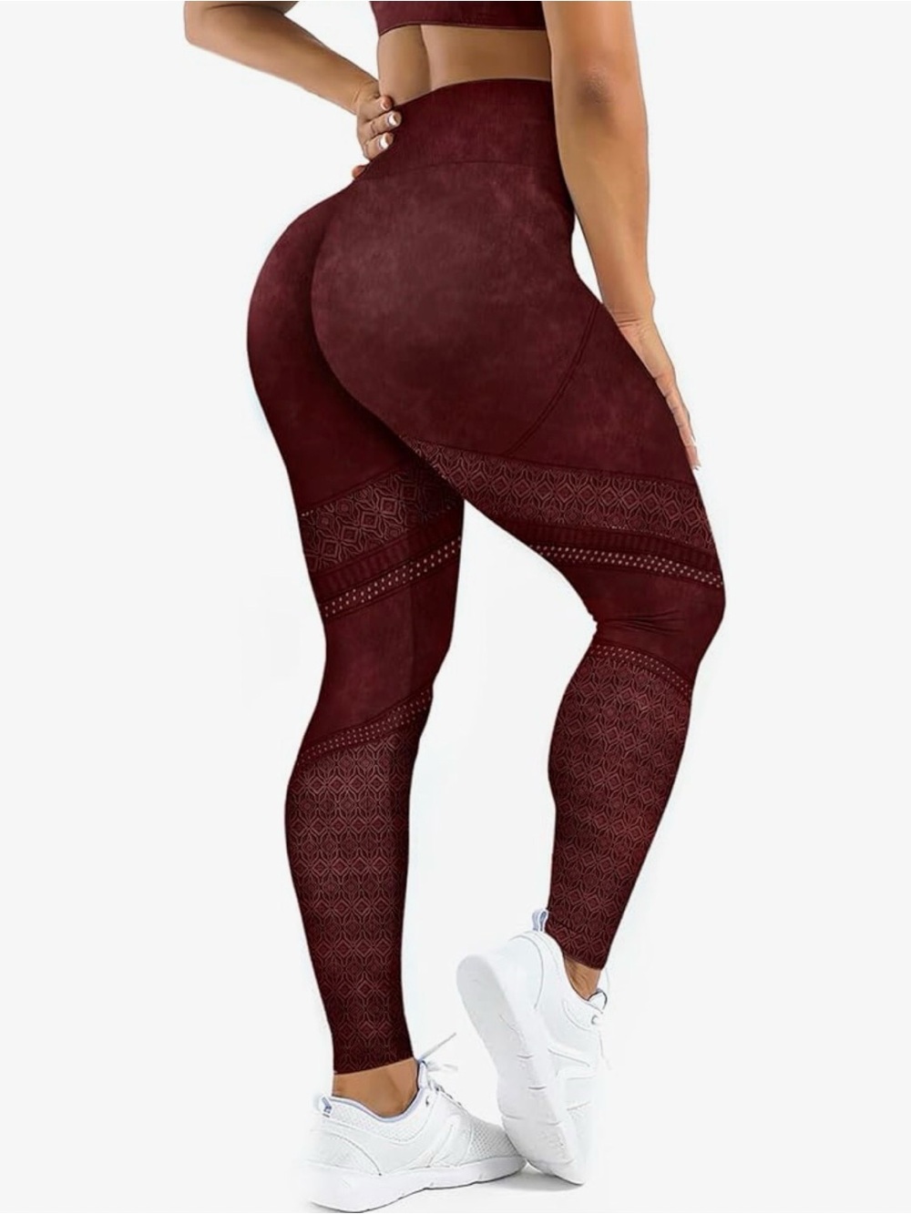 ❥𝐌𝐀𝐗𝐗𝐈𝐌: Women’s Seamless Leggings - Red Acid Wash